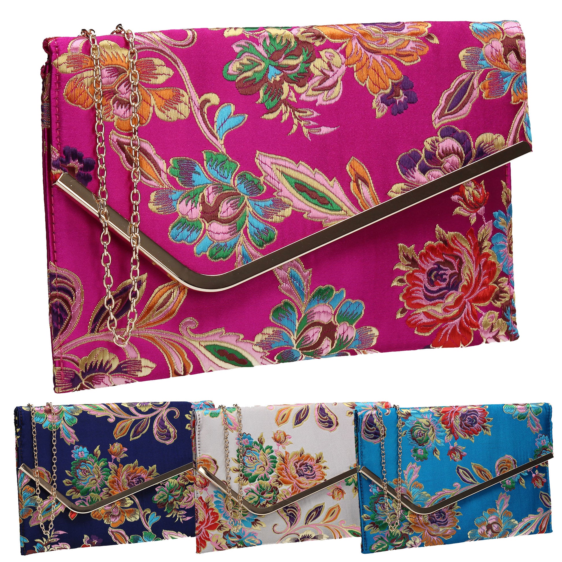 SWANKYSWANS Cedar Floral Slim Clutch Bag Fuschia Cute Cheap Clutch Bag For Weddings School and Work
