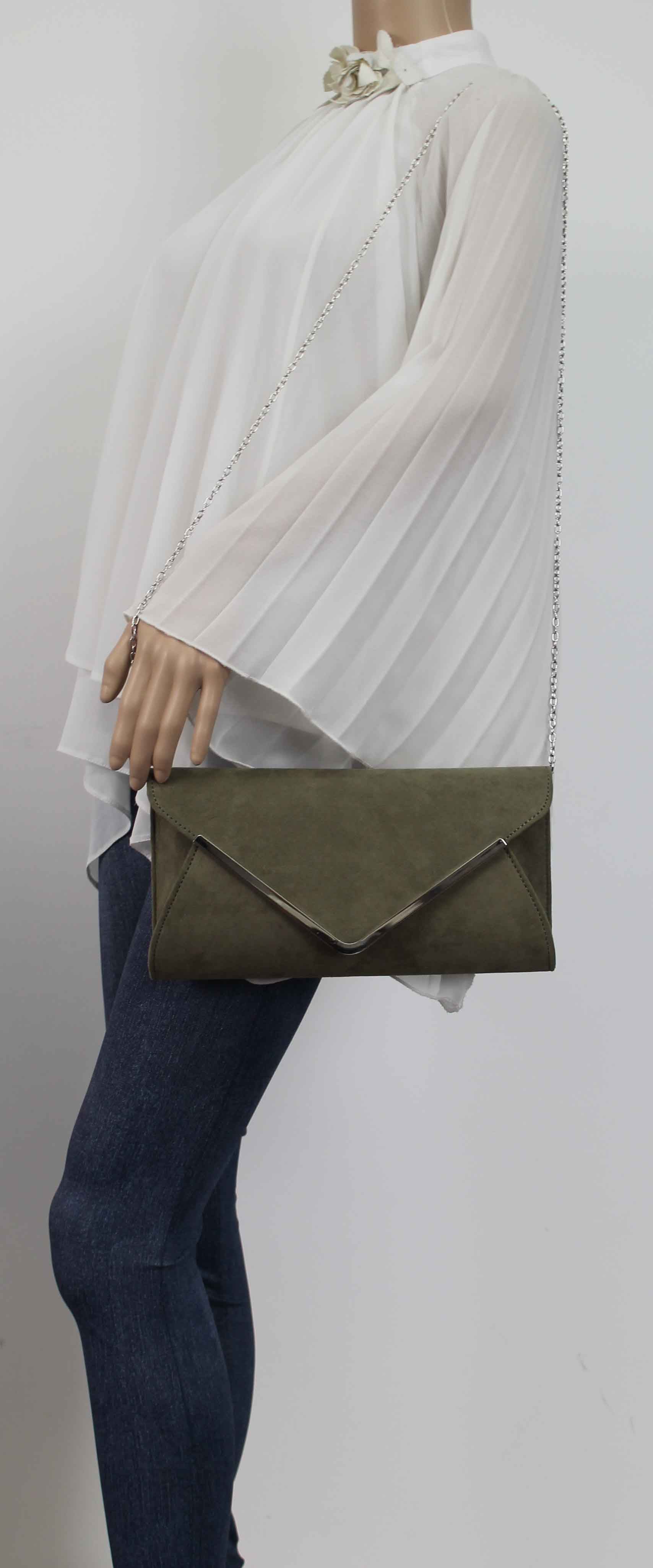 SWANKYSWANS Karlie Suede Clutch Bag Olive Cute Cheap Clutch Bag For Weddings School and Work