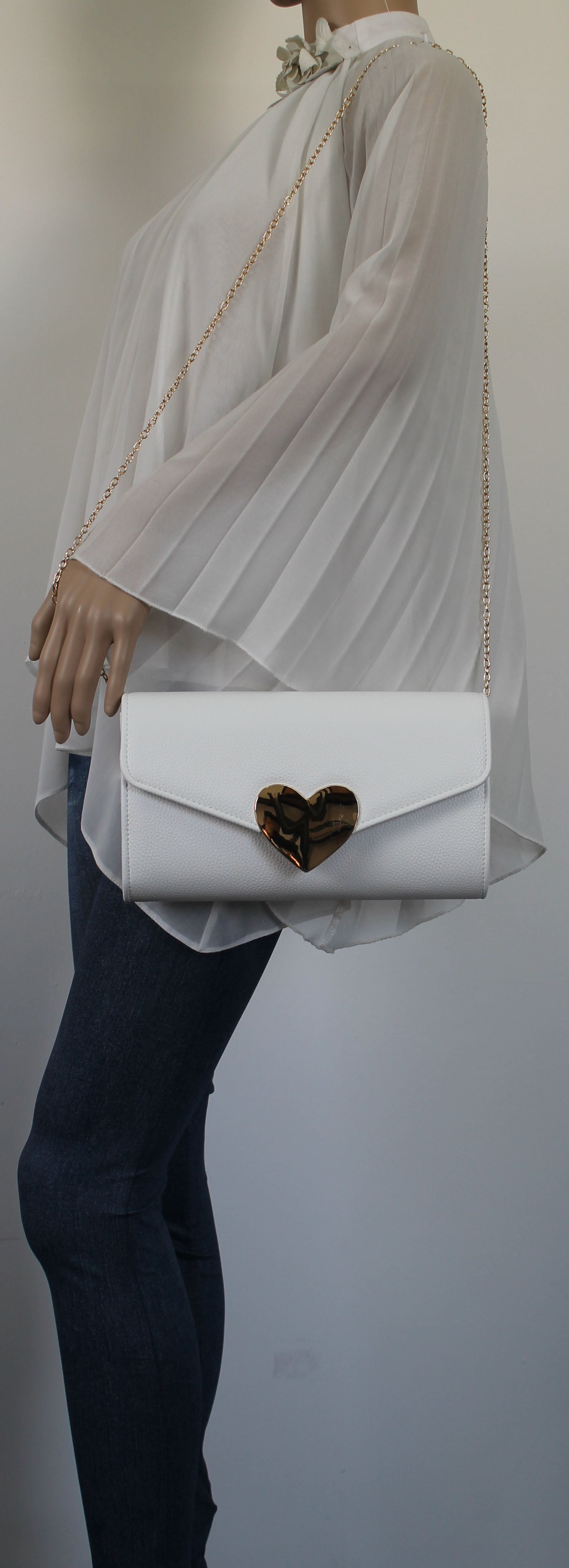 SWANKYSWANS Corrie Heart Clutch Bag White Cute Cheap Clutch Bag For Weddings School and Work